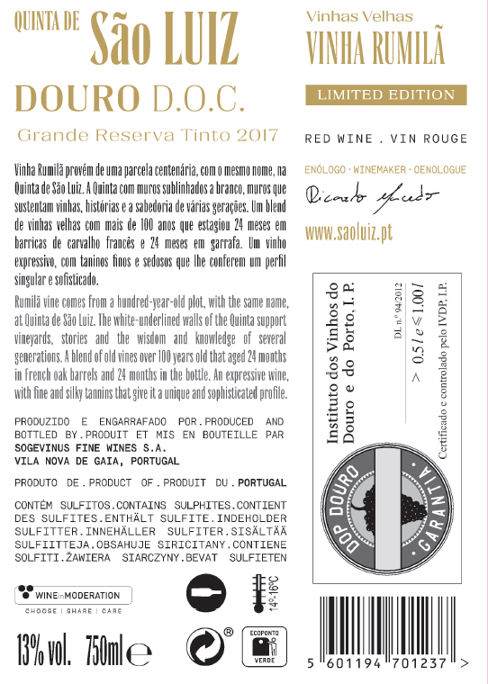 SÃO LUIZ VINHA RUMILÃ - GRANDE RESERVA RED 2017