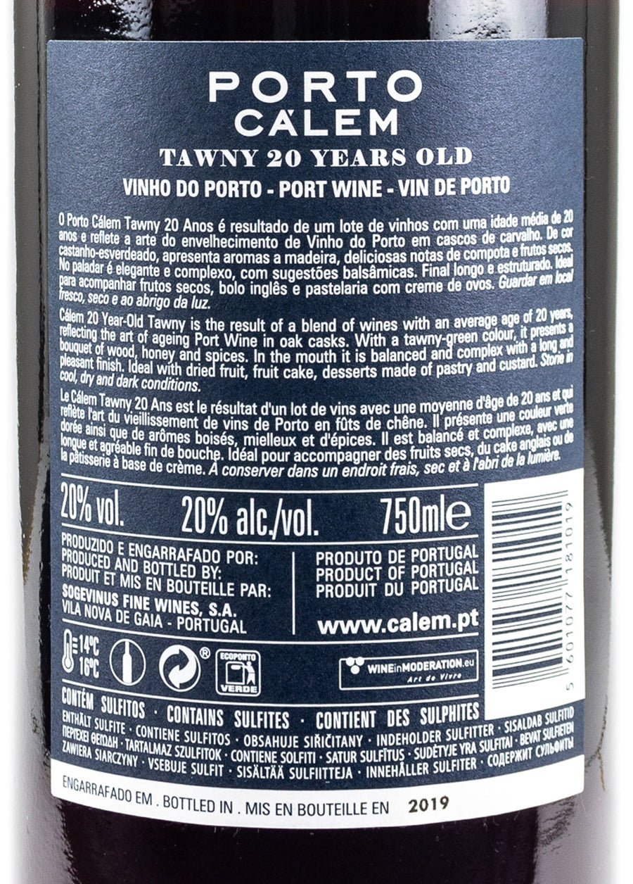 VINHO DO PORTO TINTO - CÁLEM 20 ANOS TAWNY 0,75L